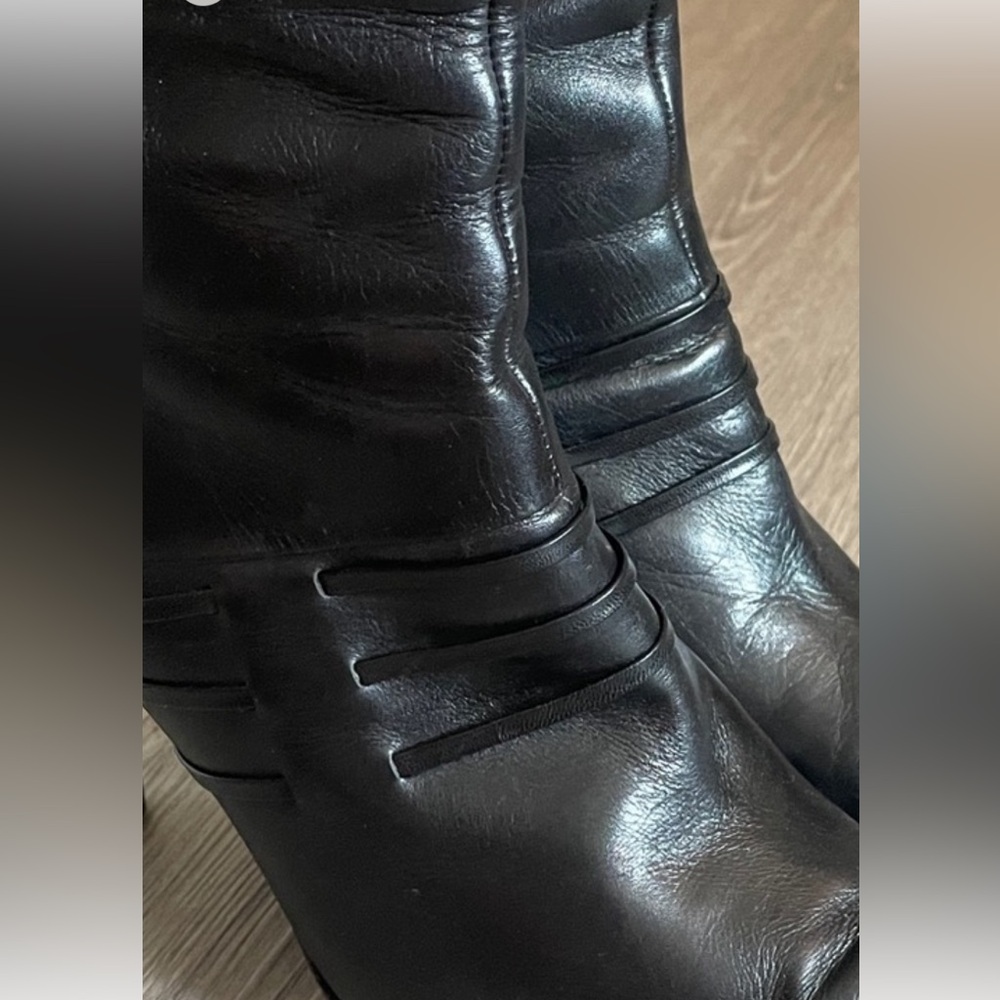 Sergio Rossi Black Leather Pointy Toe High Heel‎ Boots Size 38.5 - Picture 14 of 14